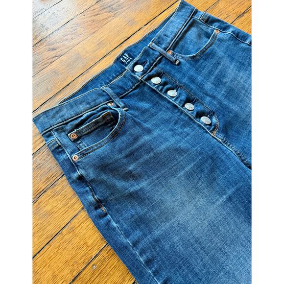 GAP Denim 'True Skinny' Buttonfly Fringe Hem Jeans Women sz 30 - Picture 2 of 12